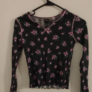 Floral Black Long Sleeve Top